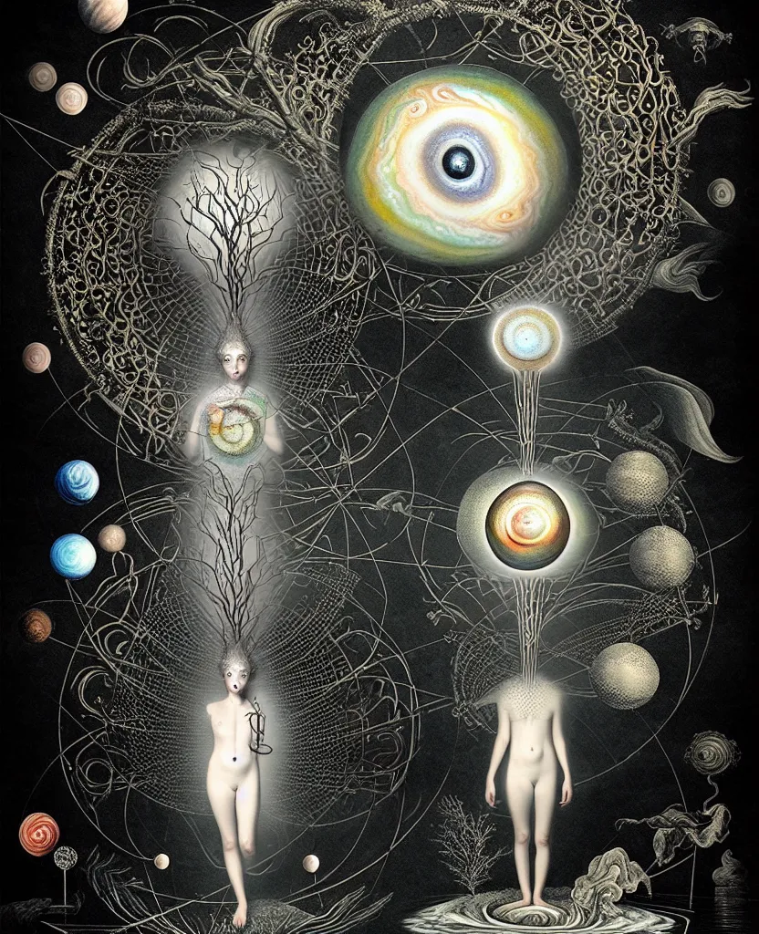 Image similar to whimsical uncanny creature radiates a unique canto'as above so below'ignited by the spirit of haeckel and robert fludd, breakthrough is iminent, glory be to the magic within, to honor jupiter, surreal collage alchemized by ronny khalil and stablediffusion