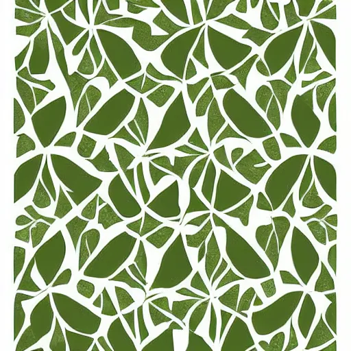 Image similar to abstract pattern, art print, lithography, green, beige, white, leaves