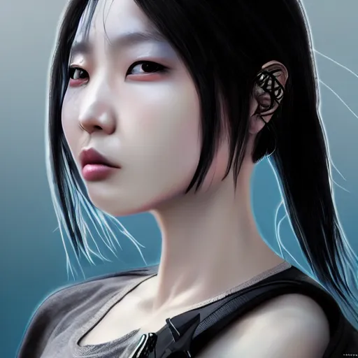 Prompt: detailed realistic korean female character cyberpunk, realistic, art, beautiful, 4K, artstation, detailed, punk, looking straight forward, realistic eyes