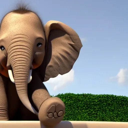 Image similar to an elephant as a pixar character