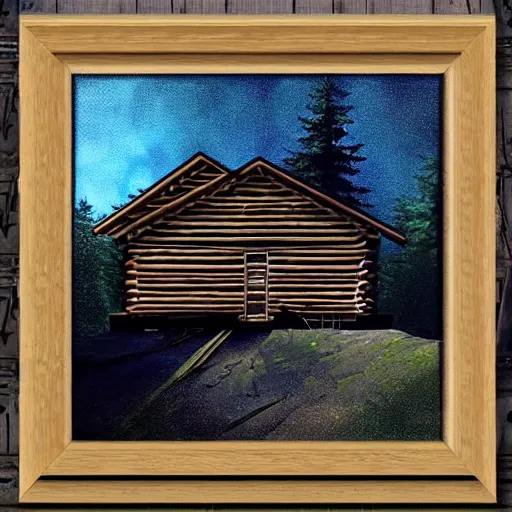 Image similar to “log cabin sci-fi art”