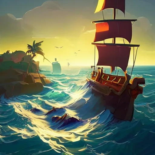 Image similar to painting treasure on sea of thieves game smooth median photoshop filter cutout vector, behance hd by jesper ejsing, by rhads, makoto shinkai and lois van baarle, ilya kuvshinov, rossdraws global illumination