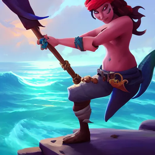 Image similar to jack the pirate mermaid on sea of thieves game avatar hero, behance hd by jesper ejsing, by rhads, makoto shinkai and lois van baarle, ilya kuvshinov, rossdraws global illumination