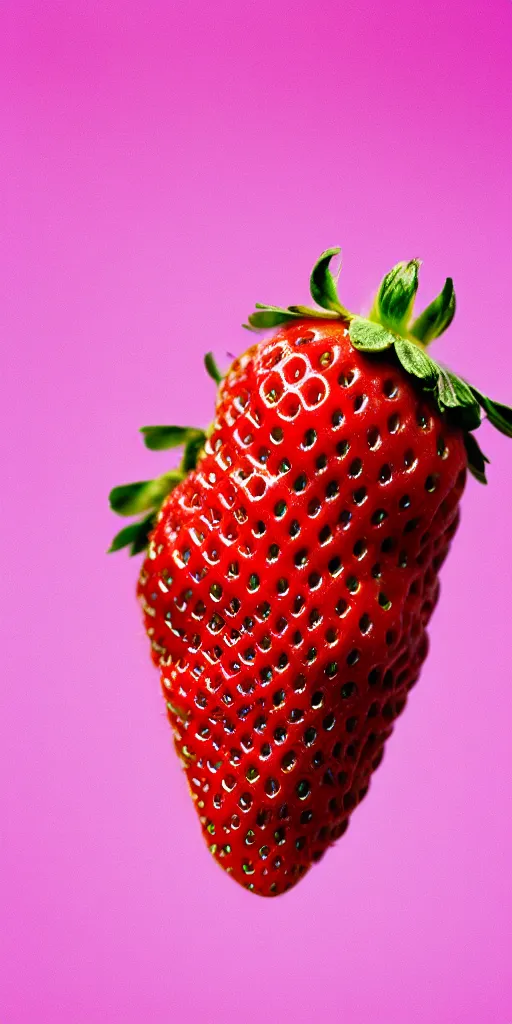 Prompt: a extreme macro photo of a strawberry, hyper realistic, hyper detailed, 35mm, very grainy film, pink volumetric studio lighting, bokeh, black background award winning shot, vogue magazine, cinematic, 8k, very closeup, elegant, tender, pastel W 1024