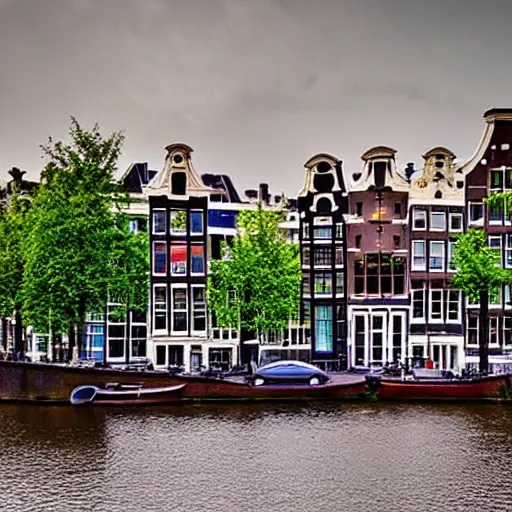 Image similar to a beautiful photo of Amsterdam, award winning, very detailed, cinematic atmospheric masterpiece