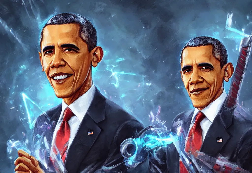 Image similar to a portrait of obama as a league of legends character