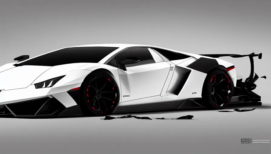 Image similar to concept art of white rollcage lamborghini, hyperdetailed, artstation, cgsociety, 8 k