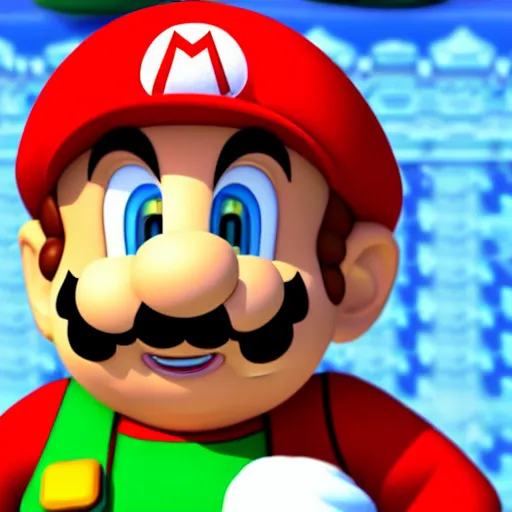 Image similar to photo of person with mouth open and tiny super mario is inside mouth