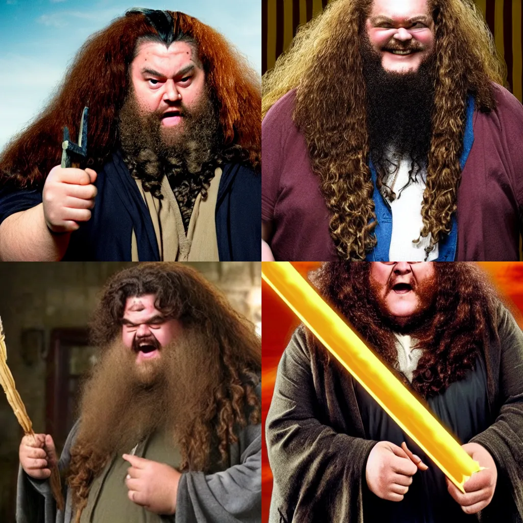 Prompt: Super Sayian Hagrid