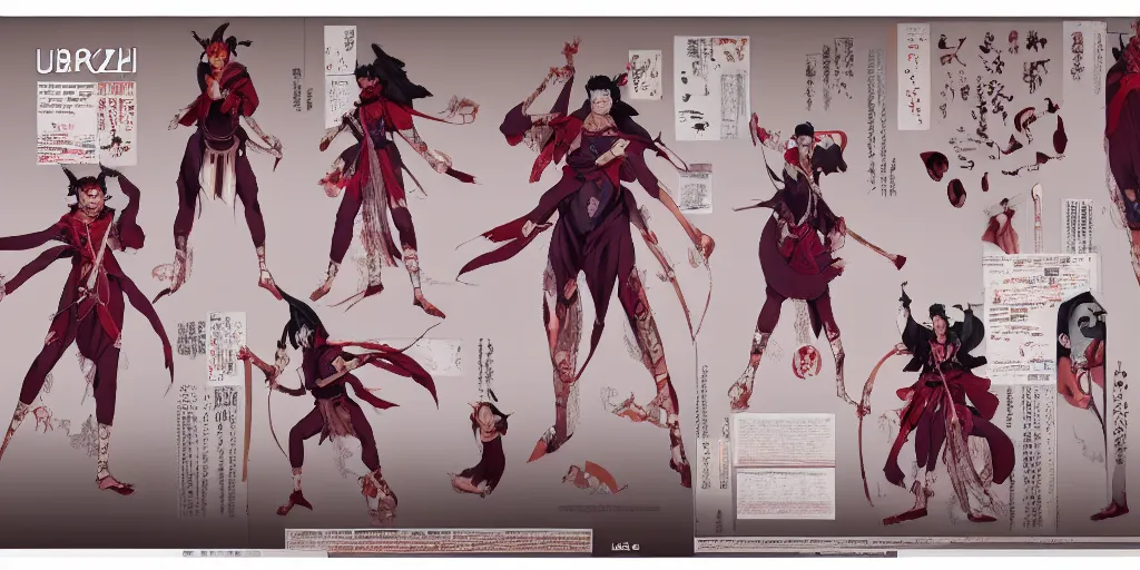 Image similar to kabuki character design, character sheet, Moebius, Greg Rutkowski, Zabrocki, Karlkka, Jayison Devadas, Phuoc Quan, trending on Artstation, 8K, ultra wide angle, zenith view, pincushion lens effect