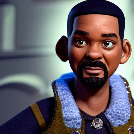 Image similar to will smith as a wizard, figurine, claymation, hyperrealistic, hyperdetalied, high quality, 8 k, high rendering, photorealistic, cinematic, cgsociety, artstation,