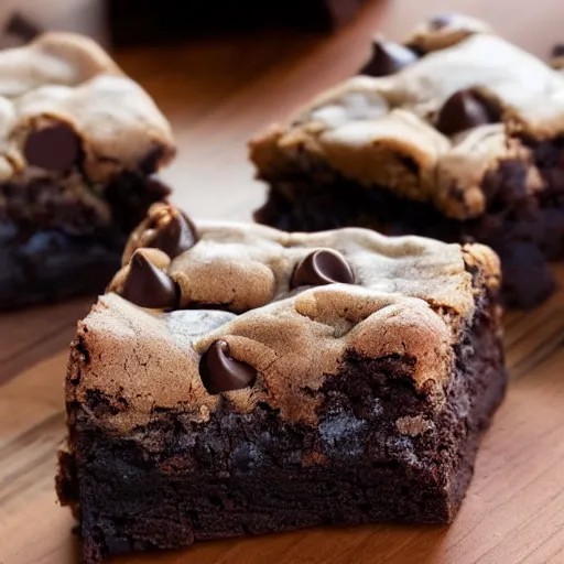 Prompt: a mix of chocolate chip cookie and brownie, 8k