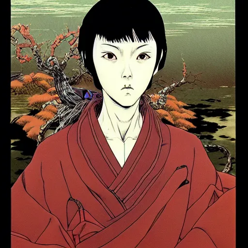 Image similar to prompt : mysterious portrait painted in miyazaki color style drawn by katsuhiro otomo and takato yamamoto, inspired by fables, china doll face, smooth face feature, intricate oil painting, high detail, sharp high detail, manga and anime 2 0 0 0