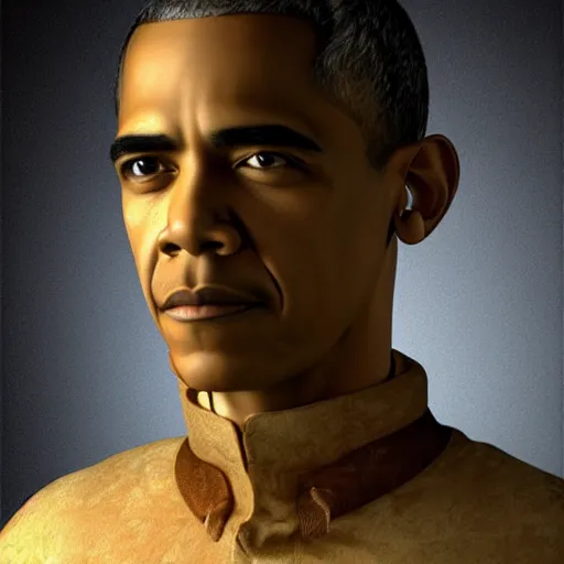 Image similar to realistic photo portrait of a man, renaissance style, looking like obama, volumetric lights, trending on artstation, studio photo, intricate details, highly detailed