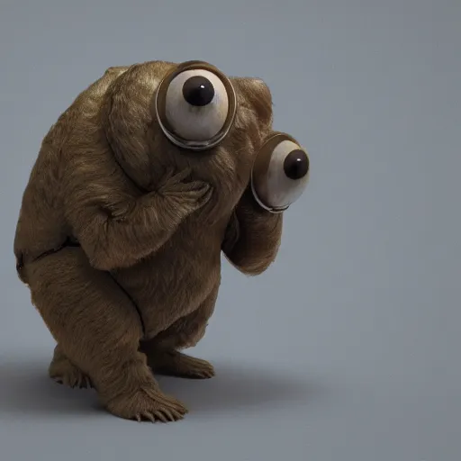 Prompt: tardigrade big eyes a lot of fur cute highly detailed high - quality photo realistic 8 k octane render blender