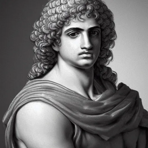 Image similar to A 17th century Baroque Painting of Alexander the Great, portrait of Alexander the Great, grainy, realistic, very realistic, hyperrealistic, highly detailed, very detailed, extremely detailed, very neat, very epic, very cool, detailed, trending on artstation