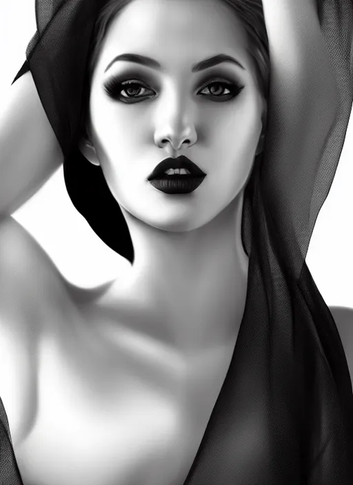 Image similar to full body portrait of a beautiful woman in black and white, photorealistic, art by diego fazio and diegoKoi and artgerm, concept art, hyper sharp focus, 8k highly detailed