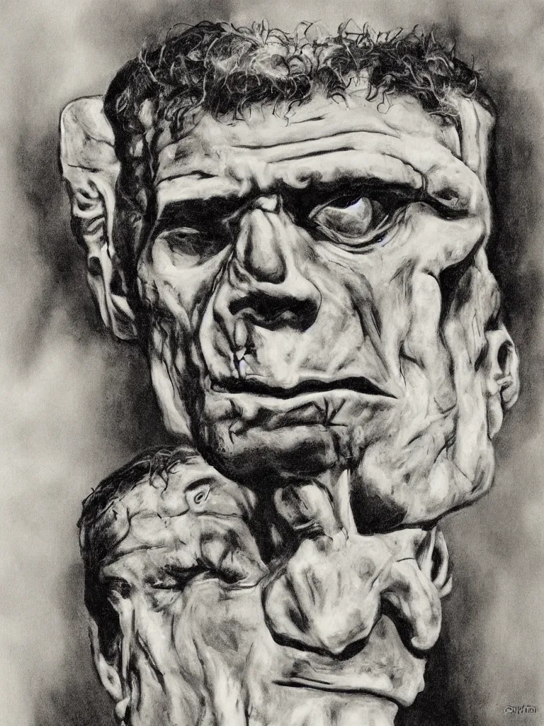 Prompt: Frankenstein portrait by David friedric