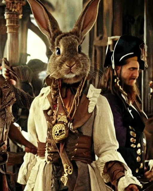 Image similar to A bunny in the movie pirates of the Caribbean ,