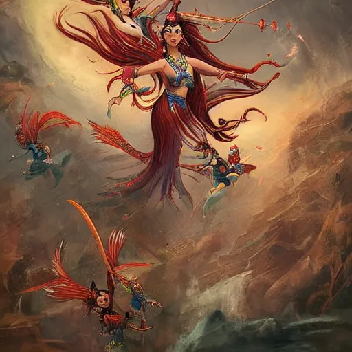 Prompt: the flying Apsaras by Zeng Hao