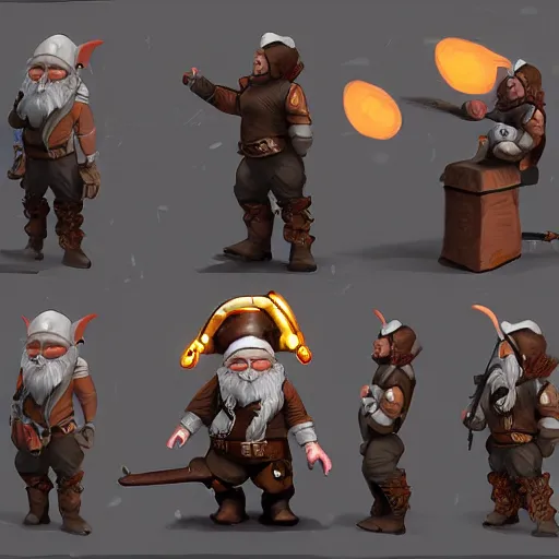 Image similar to artstation fantasy concept of a gnome mechanic, one prosthetic metallic gadget arm, naval background, volumetric lighting