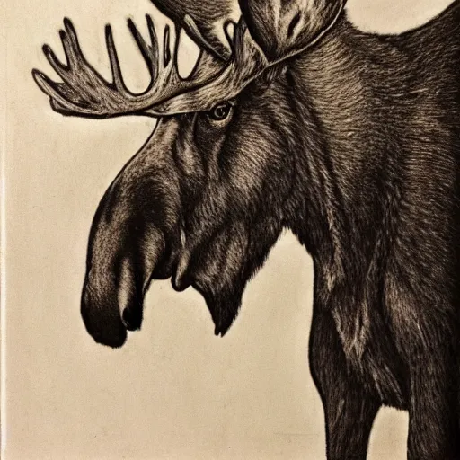 Prompt: moose and human hybrid, portrait