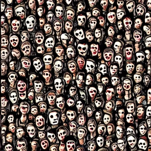 Image similar to where's waldo but it's zombies