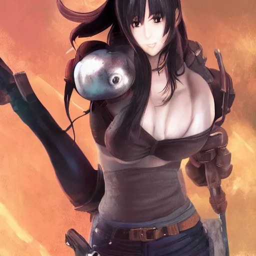 Image similar to face and body shot of tifa lockhart by wlop, rossdraws, mingchen shen, bangkuart, sakimichan, yan gisuka, jeongseok lee, artstation, 4k