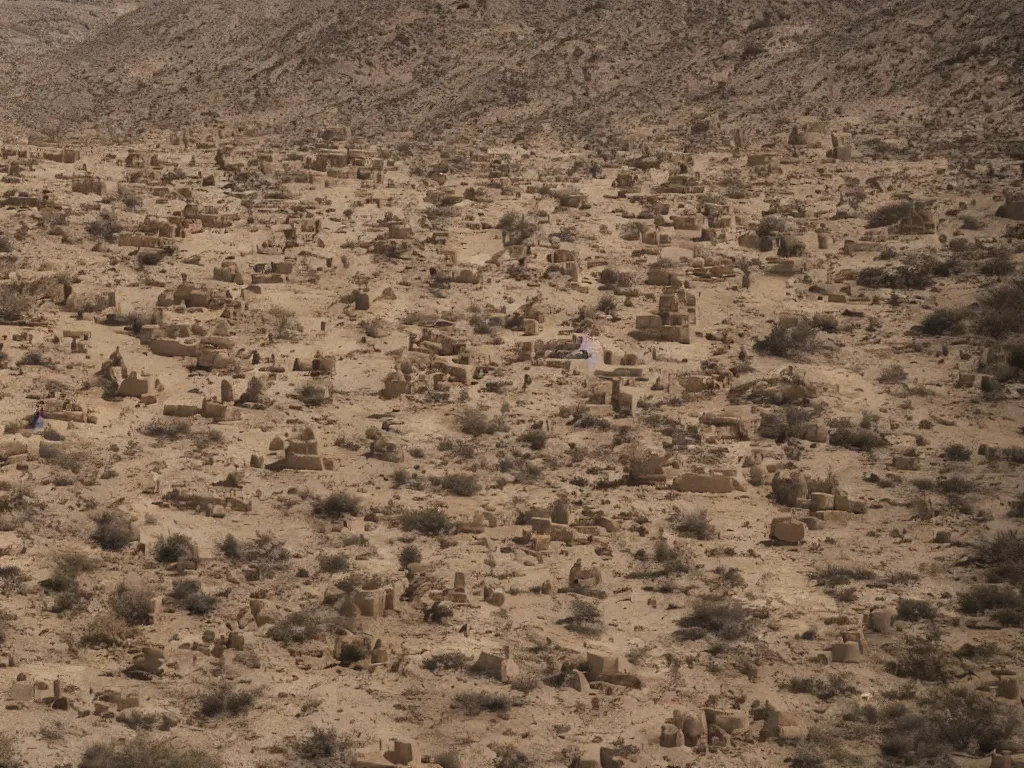 Prompt: the line of bene gesserit people in full - face golden glowing masks in a dry rocky desert landscape with ancient abandoned city beneath the sand,!!!!!! giant alien spaceship in the sky!!!!!! by christopher doyle and alejandro jodorowsky, anamorphic lens, kodakchrome, cinematic composition, very detailed photo, 8 k,
