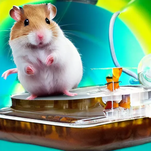 Prompt: hamster mad scientist