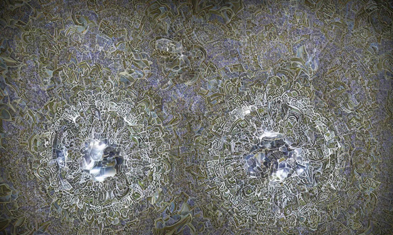 Image similar to mandelbrot 3 d volume fractal mandala ceramic chakra digital color stylized an ancient white bone and emerald gemstone relic, intricate engraving concept substance patern texture natural color scheme, global illumination ray tracing hdr fanart arstation by sung choi and eric pfeiffer and gabriel garza and casper konefal