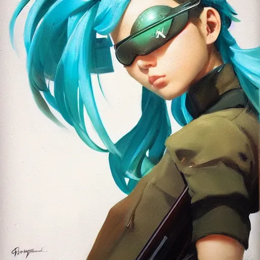 Prompt: greg manchess portrait painting of asada shino sinon as overwatch character, turquoise hair, medium shot, asymmetrical, profile picture, organic painting, sunny day, matte painting, bold shapes, hard edges, street art, trending on artstation, by huang guangjian and gil elvgren and sachin teng