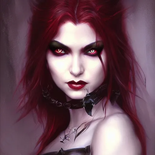 raven winged female vampire, fantasy, portrait painted | Stable ...