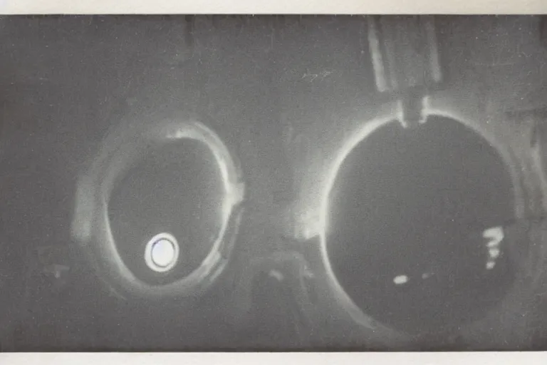 Image similar to old polaroid of an weird portal to another dimension