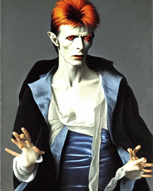 Image similar to david bowie as morpheus by jean auguste dominique ingres