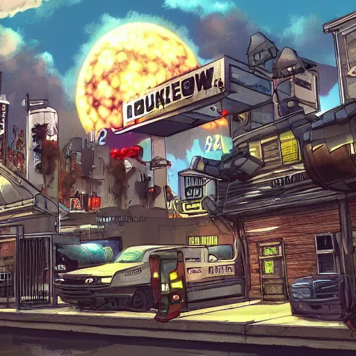 Image similar to nuketown 2 0 2 5 in the art style as nekro artstation,