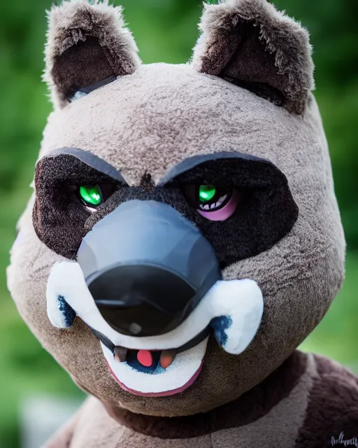 Image similar to portrait photo headshot still of a fursuit, 8 k, 8 5 mm f 1. 8, fursuit