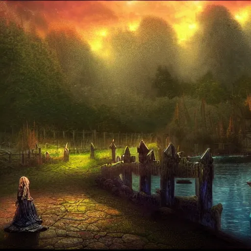 Prompt: Elden Ring, digital art, trending on imagestation, in the style of Thomas Kinkade