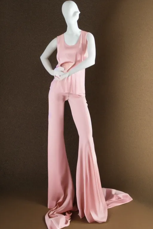 Image similar to A mannequin wearing a softpink,satinmodulation, satin clothing