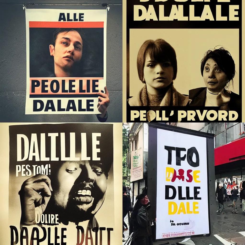 Prompt: Poster saying “People against DALLE”