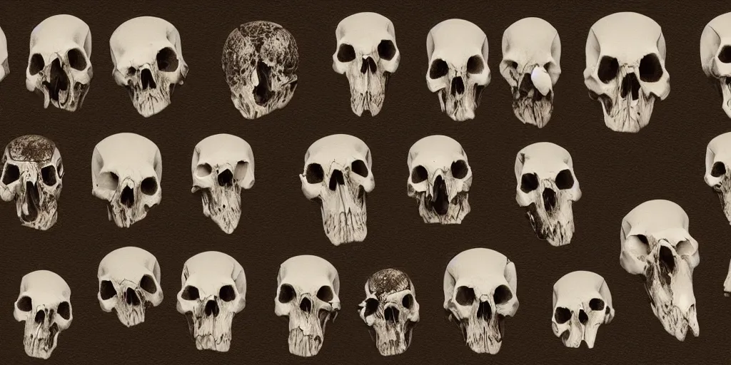 Prompt: photorealistic bird skulls, by katrina van grouw and bruce mahalski. occult photorealism, uhd
