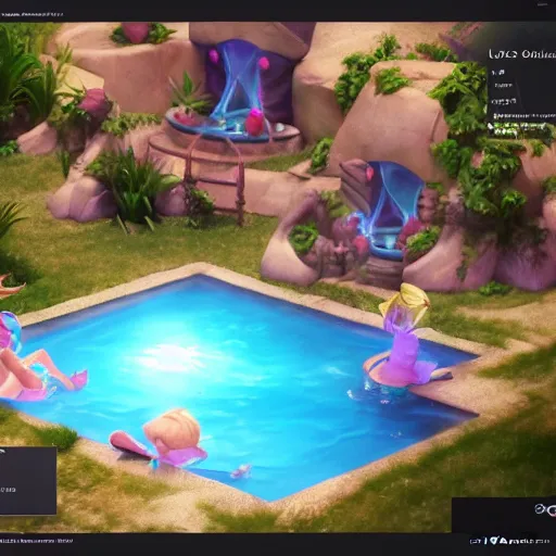Image similar to pool party lux ( league of legends ), 3 d octane render trending on art startion
