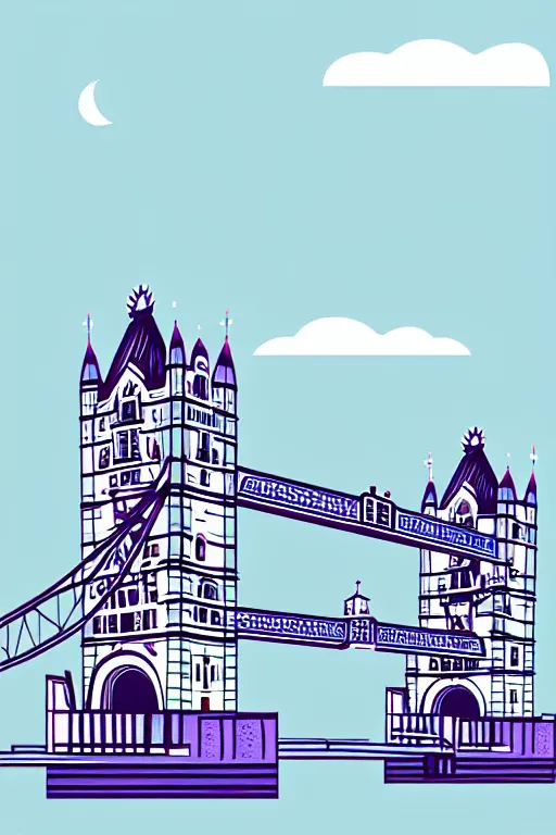 Image similar to minimalist boho style art of colorful tower bridge, illustration, vector art