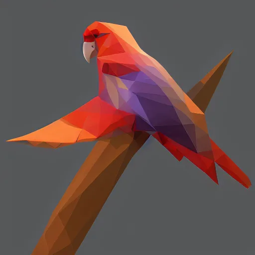 Image similar to a geometric, low poly parrot by mark li, digital art
