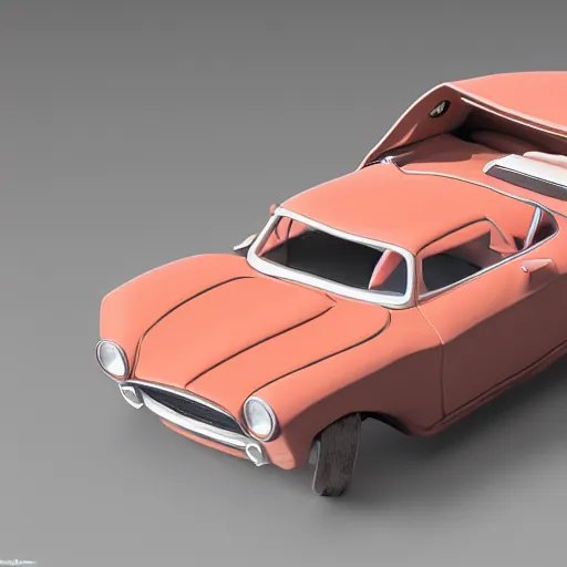 Image similar to a clay model of a car, high quality, high resolution,detailed, studio soft lighting, ambient occlusion