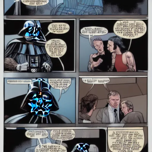 Image similar to darth vader comic featuring darth vader fighting mark zuckerberg