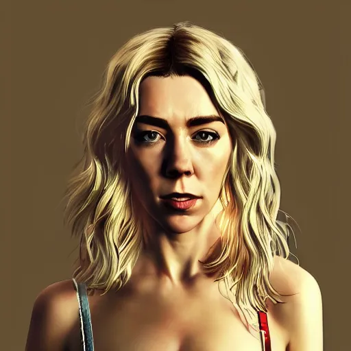 Image similar to vanessa kirby in gta v, cover art by stephen bliss, artstation, no text