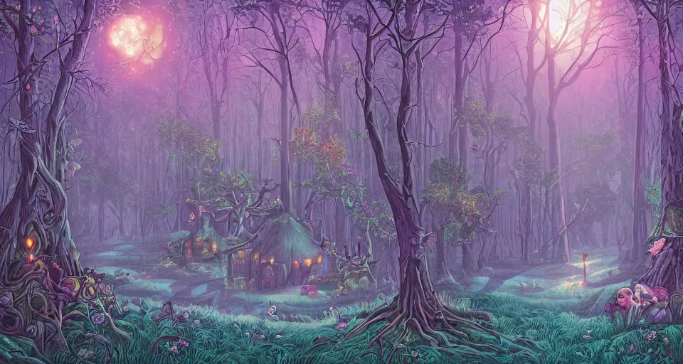 Prompt: Enchanted and magic forest, by dan Mumford