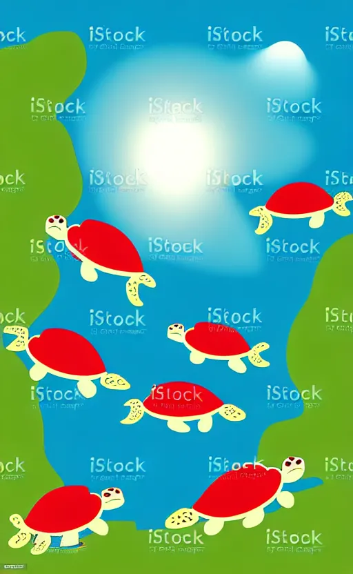 Image similar to sea turtles swimming in the ocean, vector art,