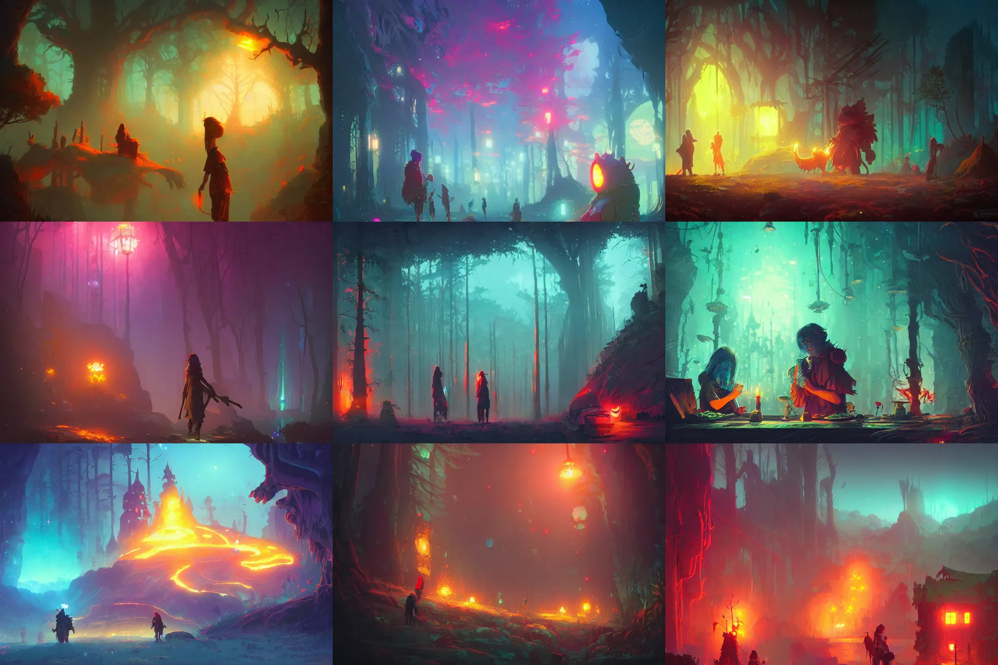 Prompt: tasty ash, glowing lights, epic fantasy, colorfully, digital art, highly saturated colors, concept art, detailed illustration, hd, 4 k, digital art, greg rutkowski, dan mumford, studio ghibli trending on artstation